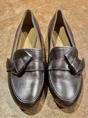 Talbots Metallic Silver Leather Loafers